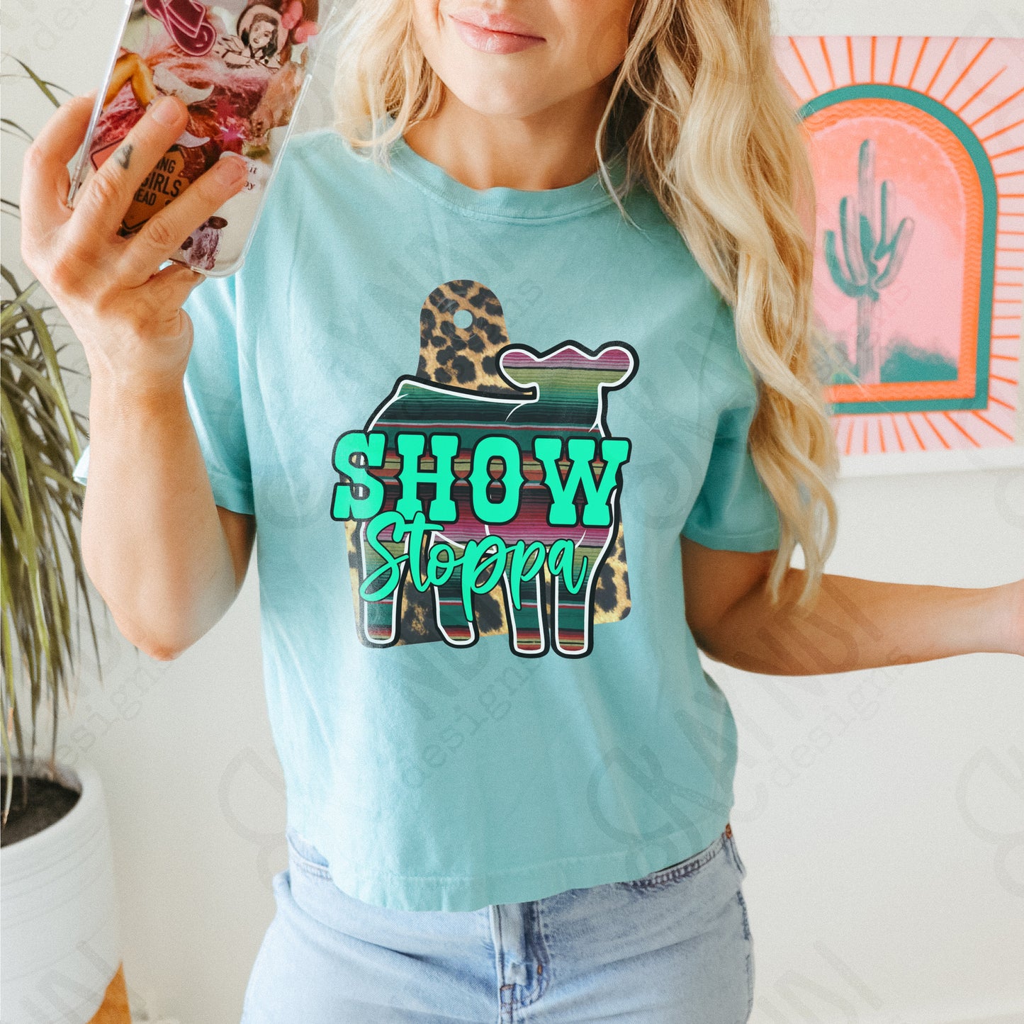 Show Stoppa Calf Leopard Serape Sublimation Design PNG Digital Download Printable