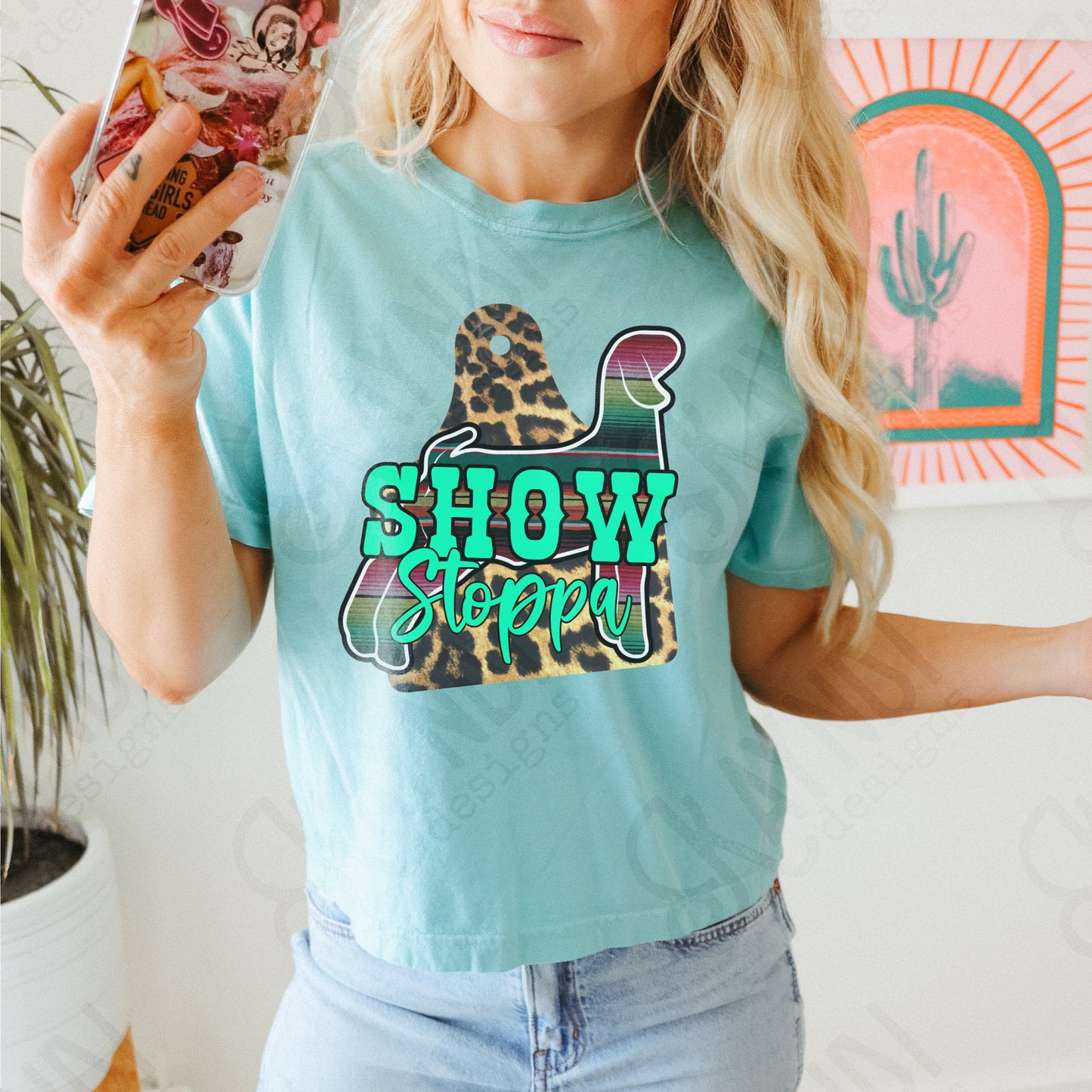 Show Stoppa Goat Leopard Serape Sublimation Design PNG Digital Download Printable