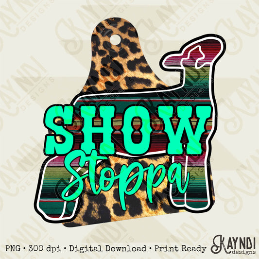 Show Stoppa Lamb Leopard Serape Sublimation Design PNG Digital Download Printable