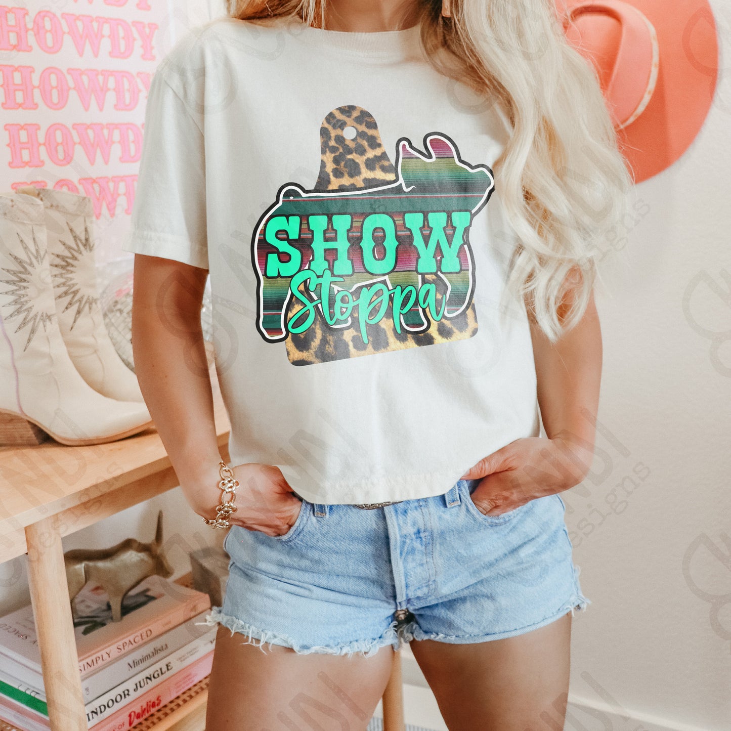 Show Stoppa Pig Leopard Serape Sublimation Design PNG Digital Download Printable