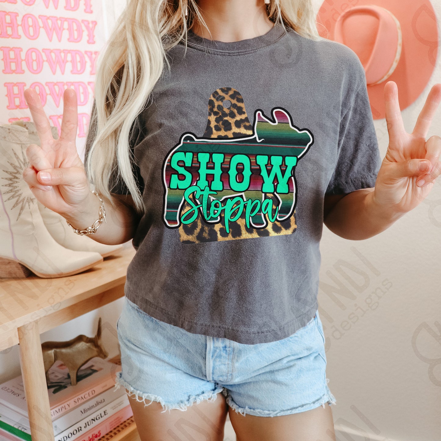 Show Stoppa Pig Leopard Serape Sublimation Design PNG Digital Download Printable