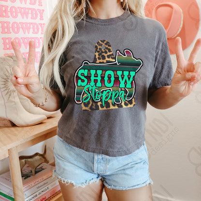 Show Stoppa Pig Leopard Serape Sublimation Design PNG Digital Download Printable