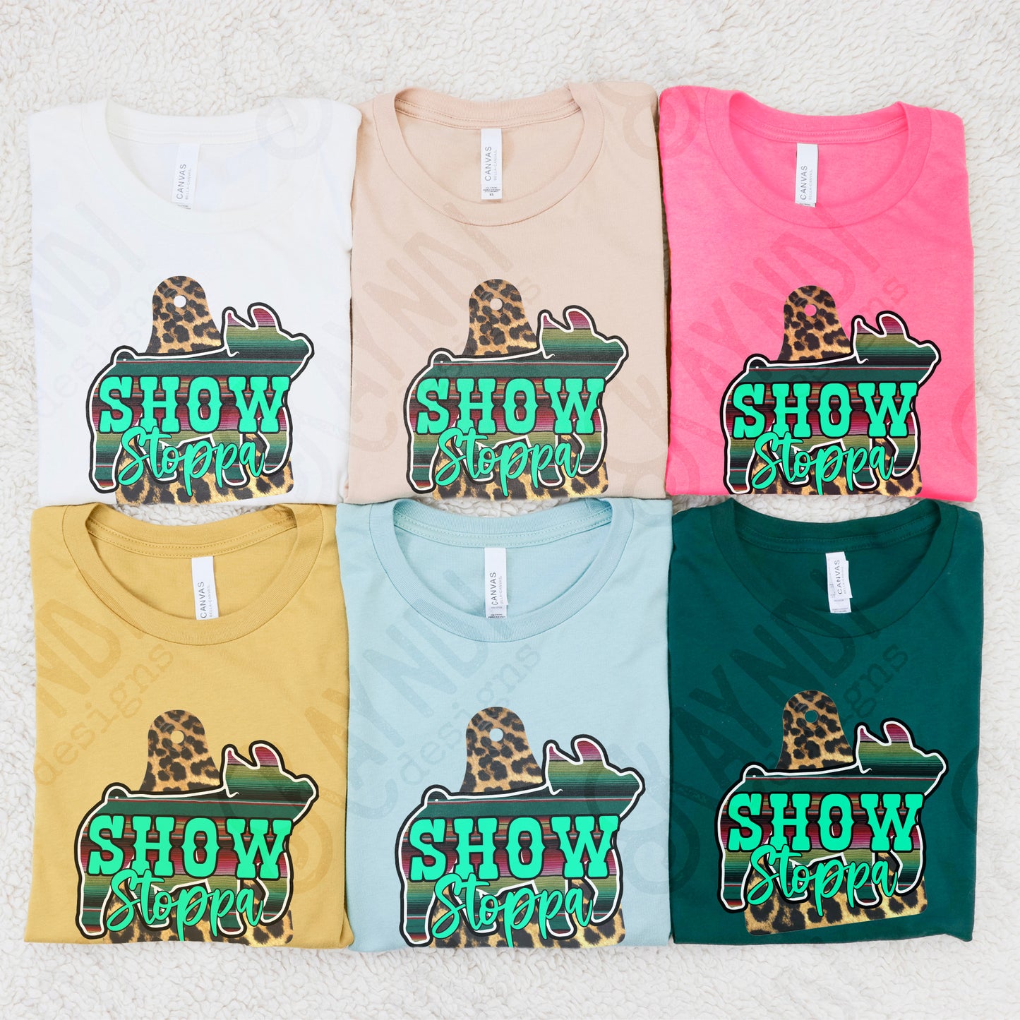 Show Stoppa Pig Leopard Serape Sublimation Design PNG Digital Download Printable