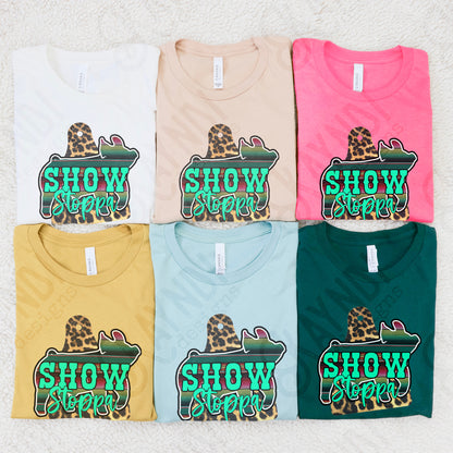 Show Stoppa Pig Leopard Serape Sublimation Design PNG Digital Download Printable