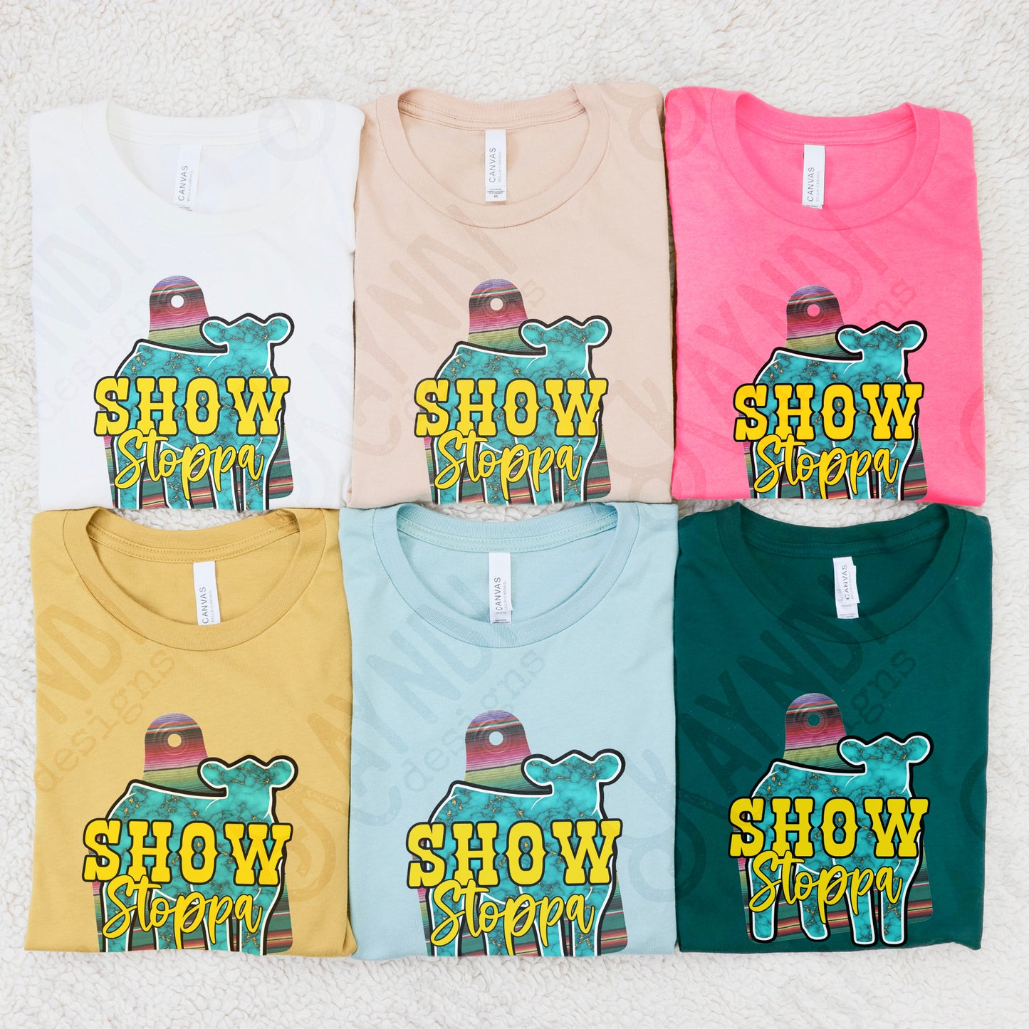 Show Stoppa Calf Turquoise Serape Sublimation Design PNG Digital Download Printable