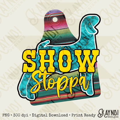 Show Stoppa Goat Turquoise Serape Sublimation Design PNG Digital Download Printable