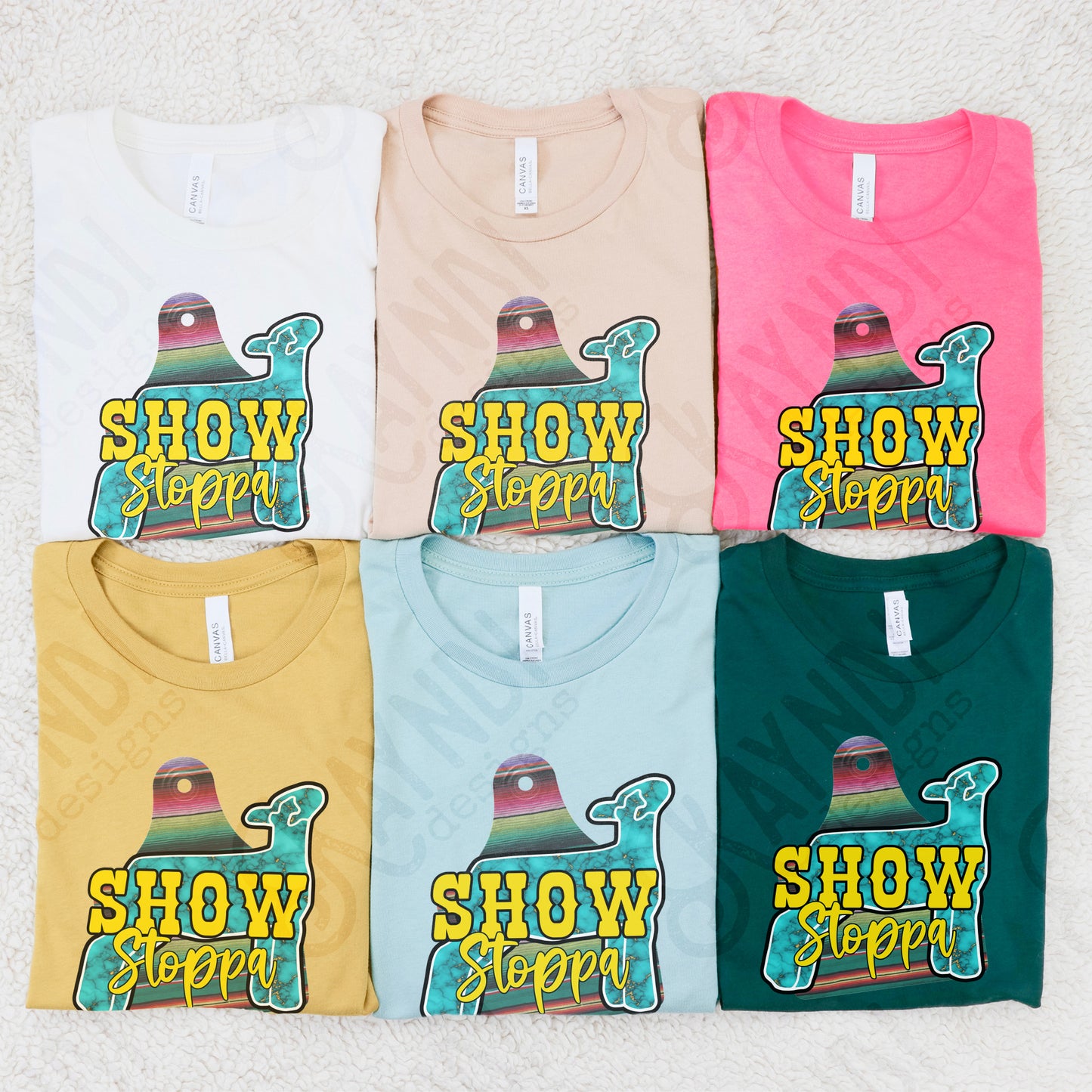 Show Stoppa Lamb Turquoise Serape Sublimation Design PNG Digital Download Printable