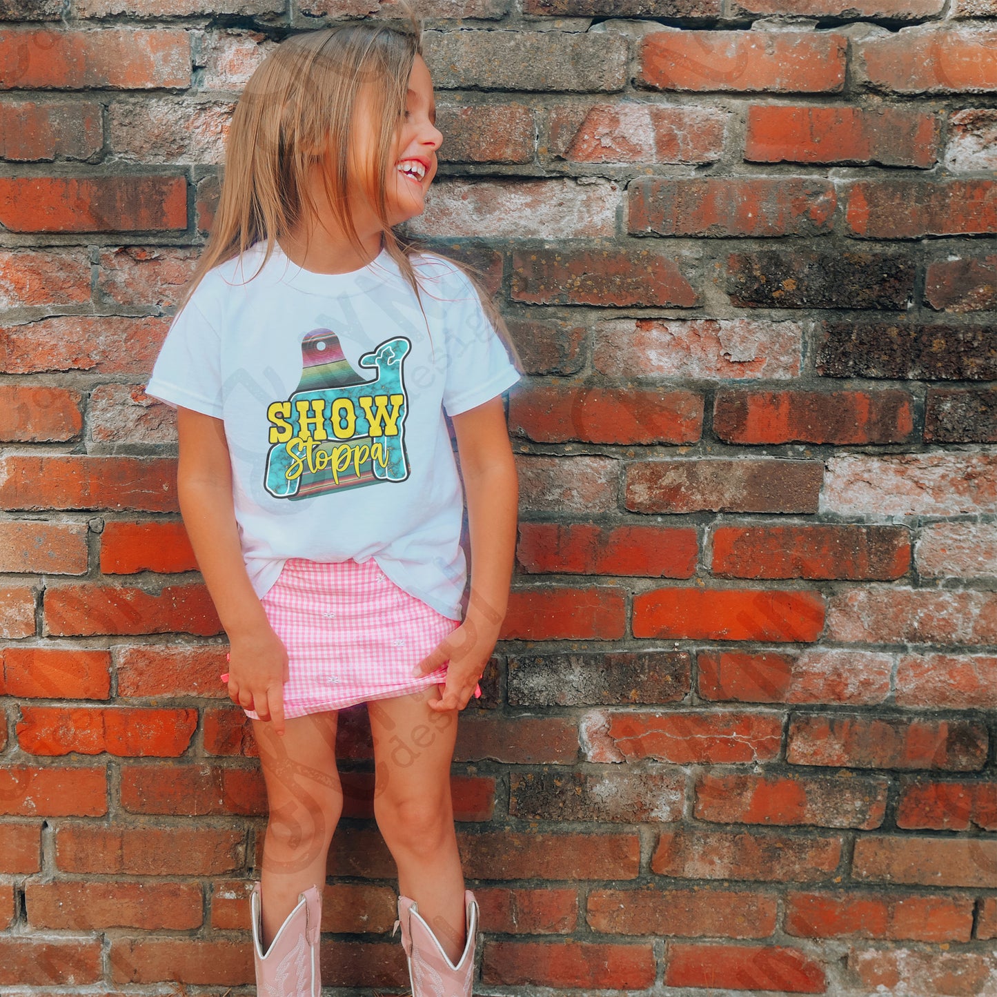 Show Stoppa Lamb Turquoise Serape Sublimation Design PNG Digital Download Printable