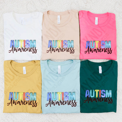 Autism Awareness Sublimation Design PNG Digital Download Printable DTF Print Neon Lights
