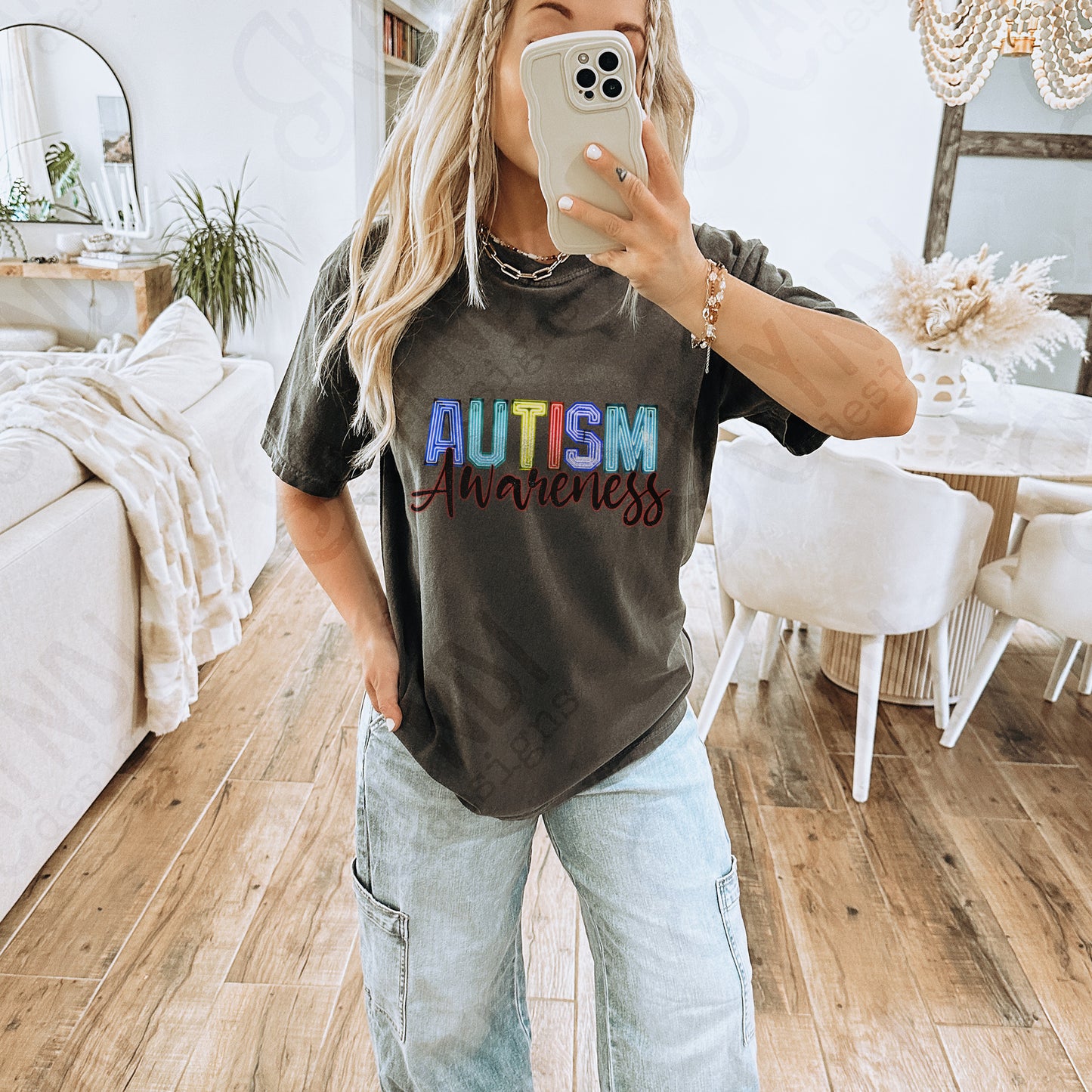 Autism Awareness Sublimation Design PNG Digital Download Printable DTF Print Neon Lights