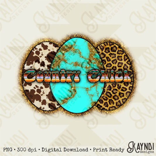 Country Chick Sublimation Design PNG Digital Download Printable Easter Eggs