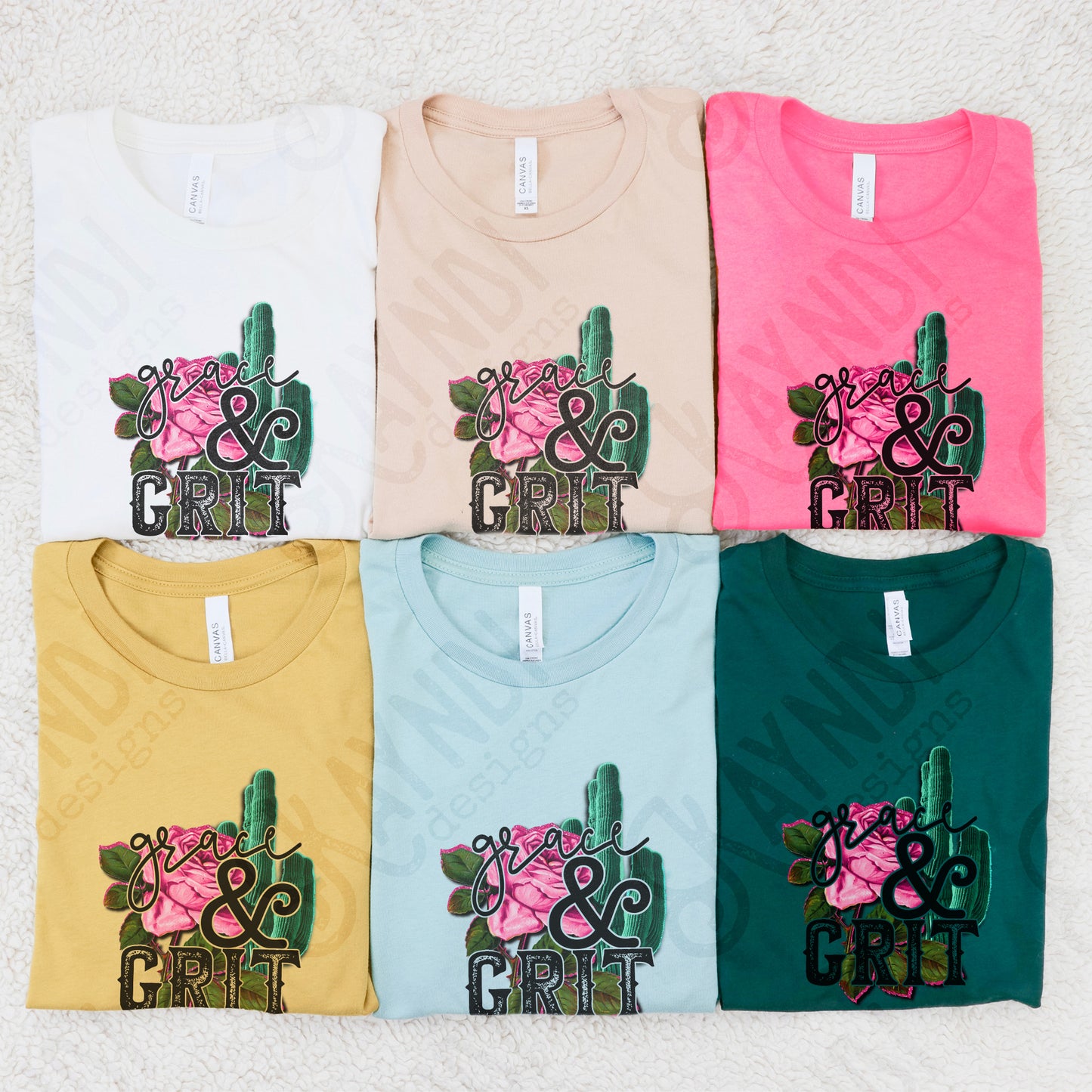 Grace and Grit Sublimation Design PNG Digital Download Printable Rose Cactus