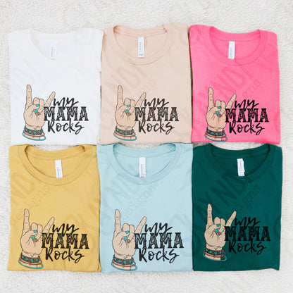 My Mama Rocks Sublimation Design PNG Digital Download Printable Rock Hand Sign Rocker Mom Mamma Stud Glitter Leopard Turquoise