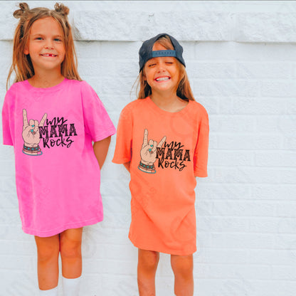 My Mama Rocks Sublimation Design PNG Digital Download Printable Rock Hand Sign Rocker Mom Mamma Stud Glitter Leopard Turquoise