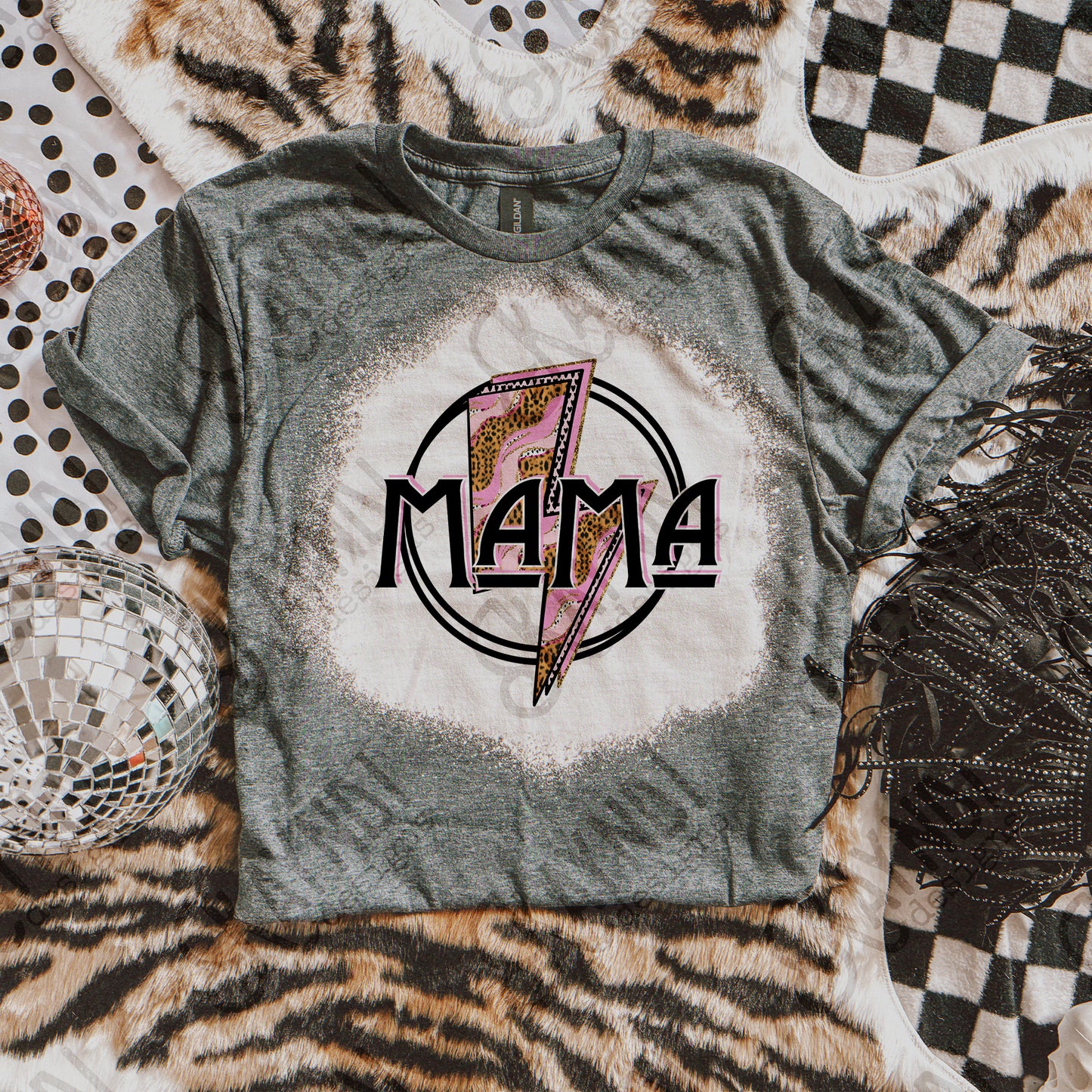 Mama Thunder Lightning Bolt Leopard Sublimation Design PNG Digital Download Printable Lighting Bolt Pink Leopard Retro