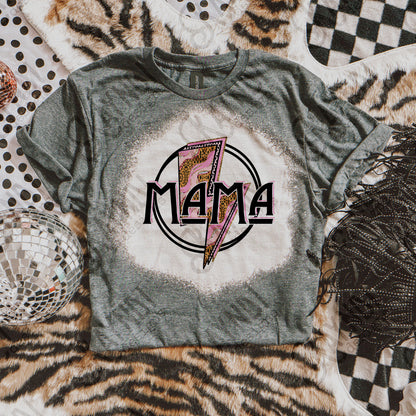 Mama Thunder Lightning Bolt Leopard Sublimation Design PNG Digital Download Printable Lighting Bolt Pink Leopard Retro