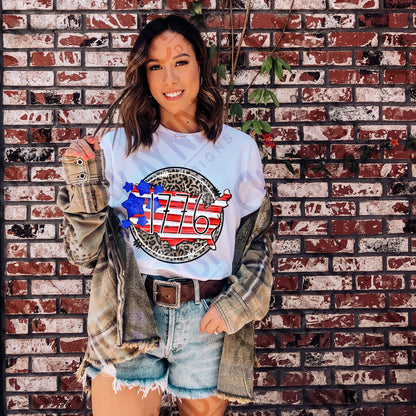 America USA Doodle Sublimation Design PNG Digital Download Printable Leopard Cheetah 1776 Patriotic Independence Day 4th of July Stars