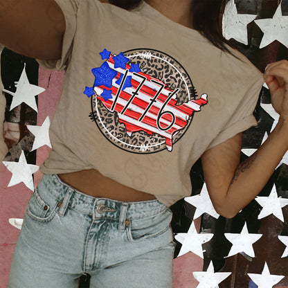 America USA Doodle Sublimation Design PNG Digital Download Printable Leopard Cheetah 1776 Patriotic Independence Day 4th of July Stars