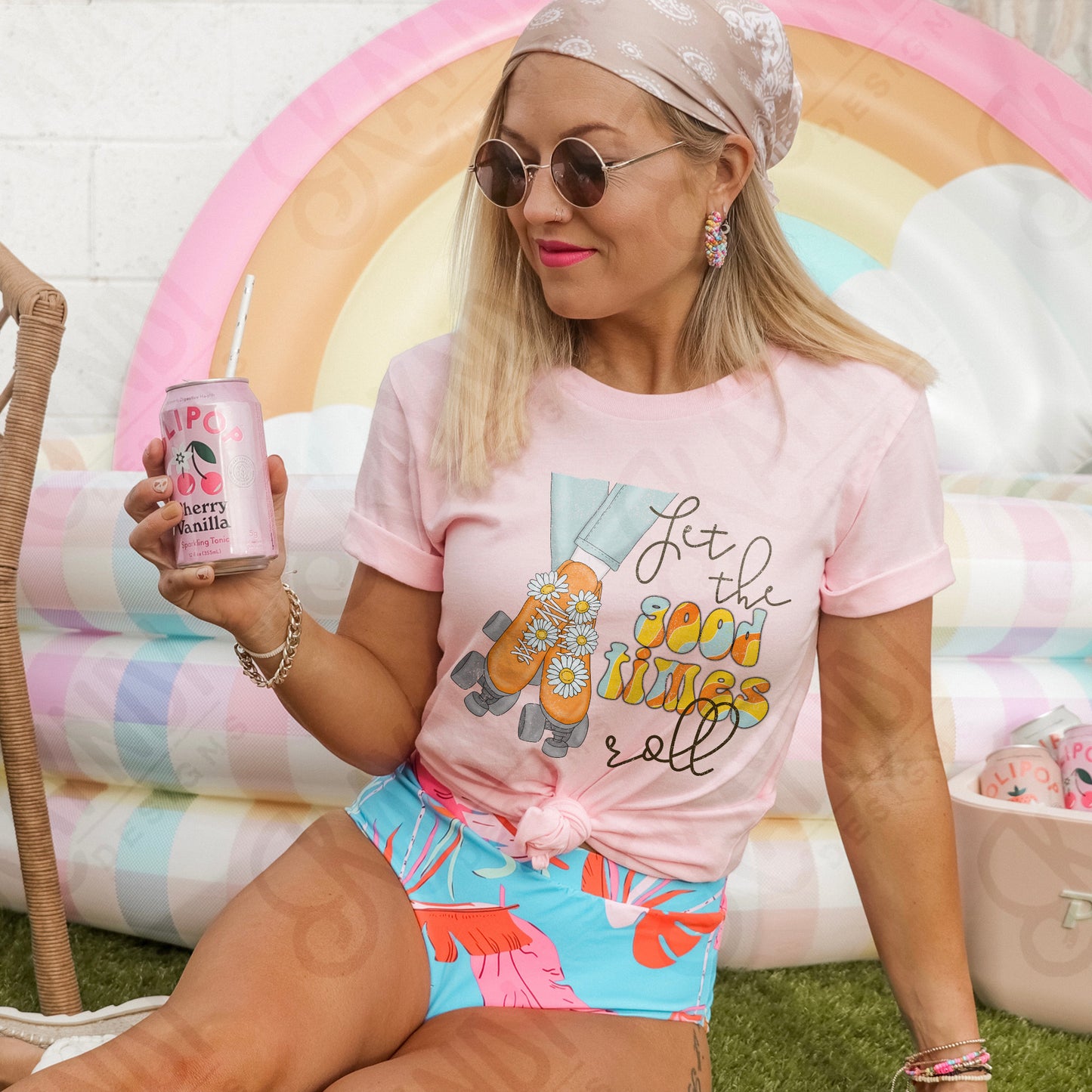 Let the Good Times Roll Sublimation Design PNG Digital Download Printable Groovy Retro Roller Skates Daisy Hippy Vibes 70s 90s Daisys