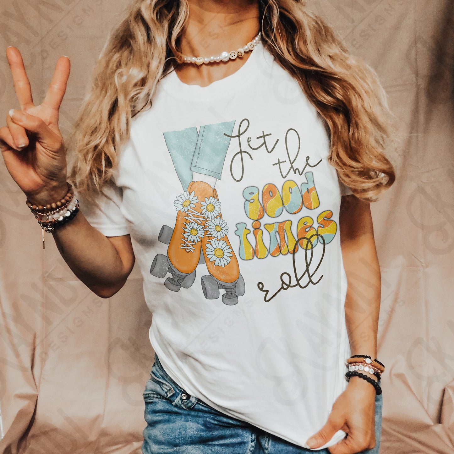 Let the Good Times Roll Sublimation Design PNG Digital Download Printable Groovy Retro Roller Skates Daisy Hippy Vibes 70s 90s Daisys