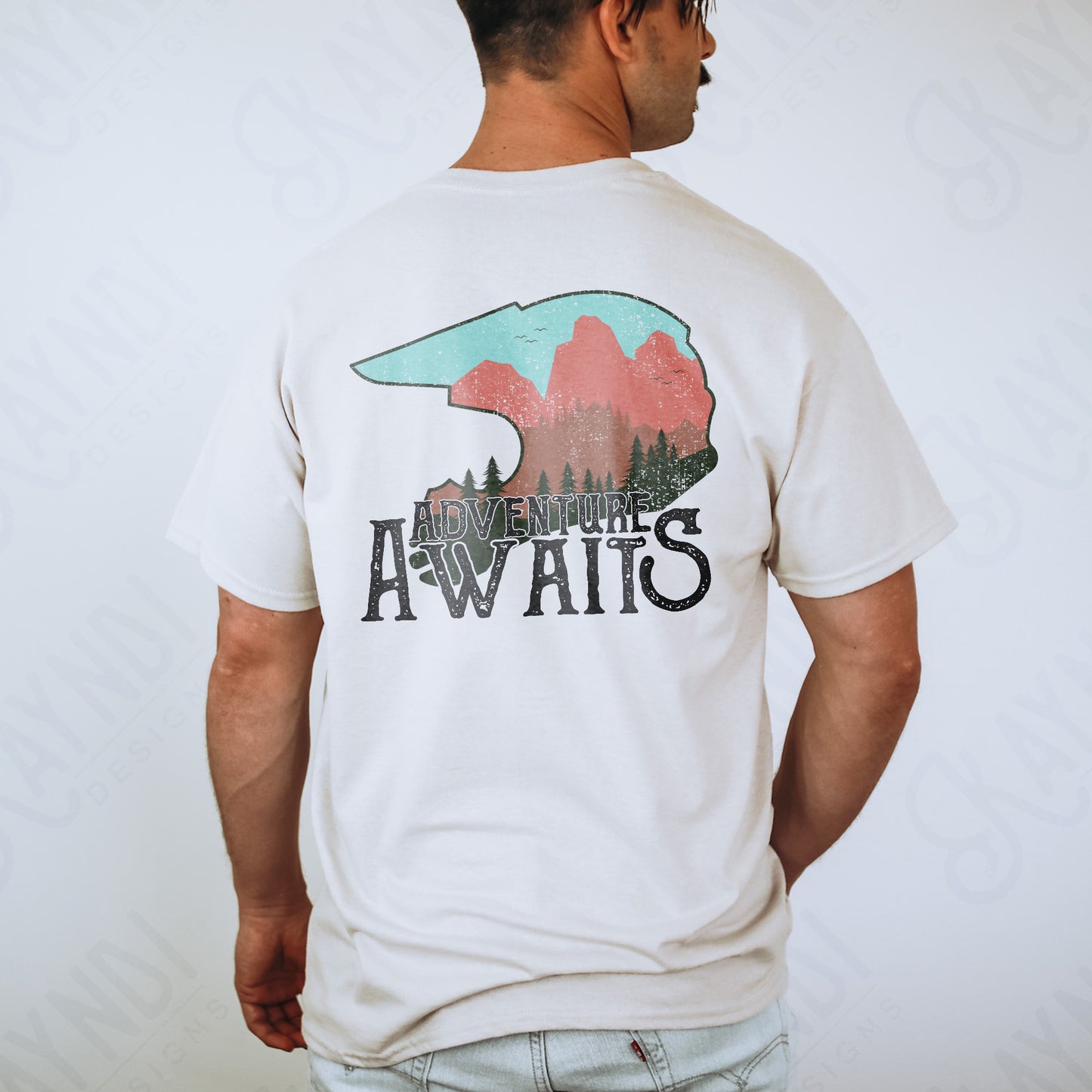 Adventure Awaits Motocross Helmet Sublimation Design PNG Digital Download Printable