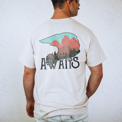 Adventure Awaits Motocross Helmet Sublimation Design PNG Digital Download Printable