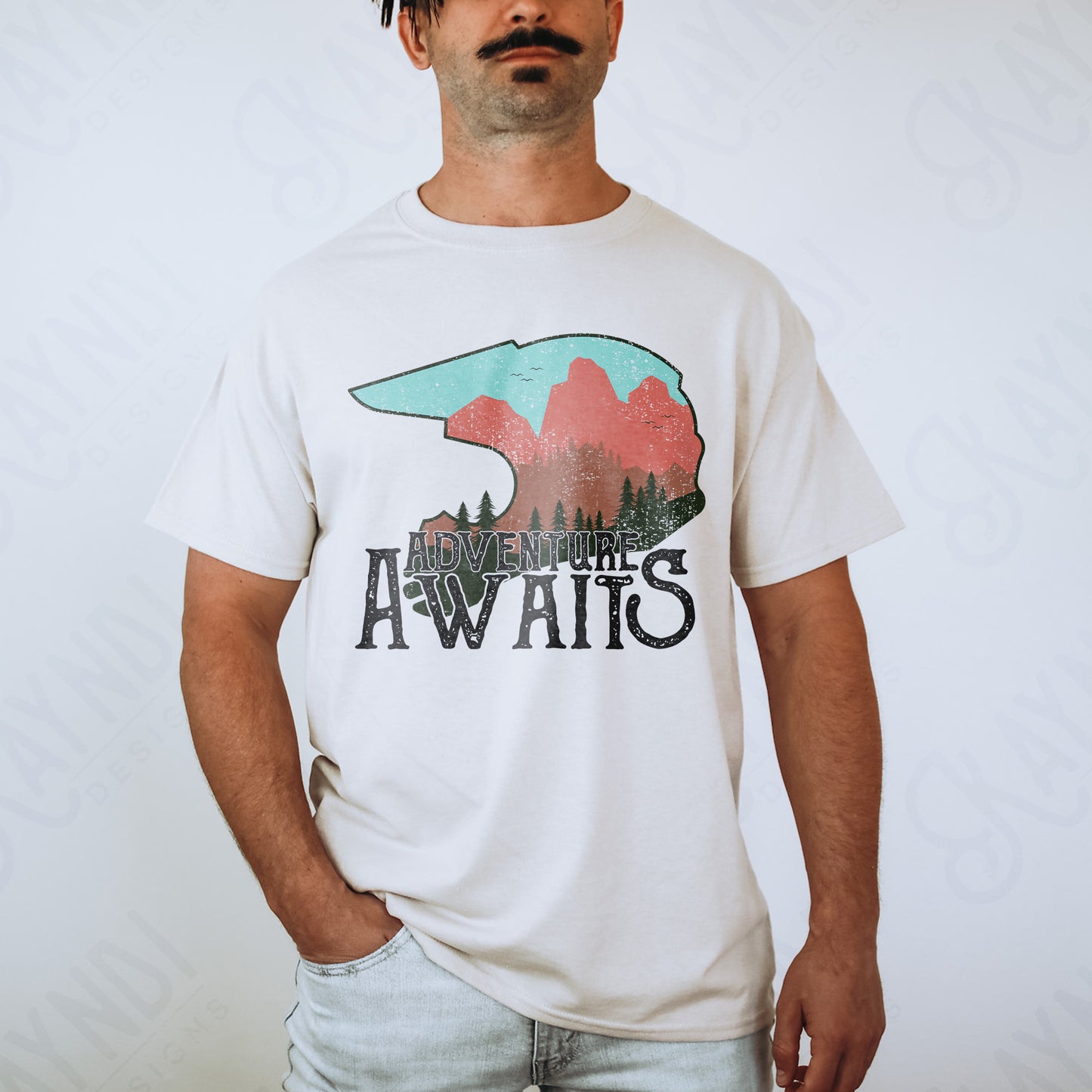 Adventure Awaits Motocross Helmet Sublimation Design PNG Digital Download Printable