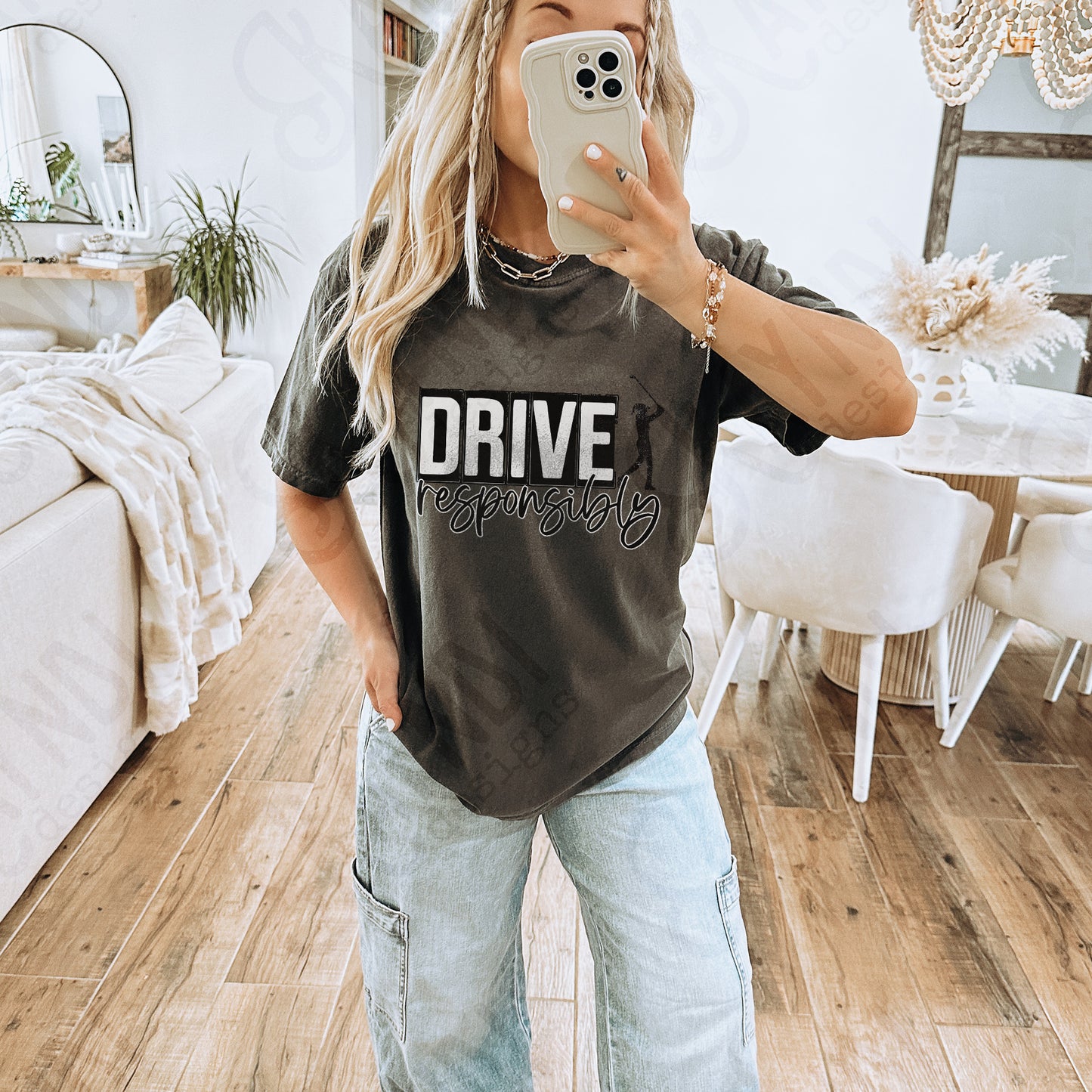 Drive Responsibly Female Golfer Sublimation Design PNG Digital Download Printable Golf Driver Funny