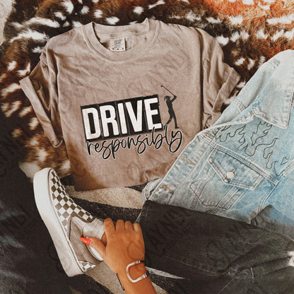 Drive Responsibly Female Golfer Sublimation Design PNG Digital Download Printable Golf Driver Funny