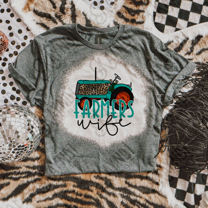 Farmers Wife Sublimation Design PNG Digital Download Printable Tractor Farmer Turquoise Leopard