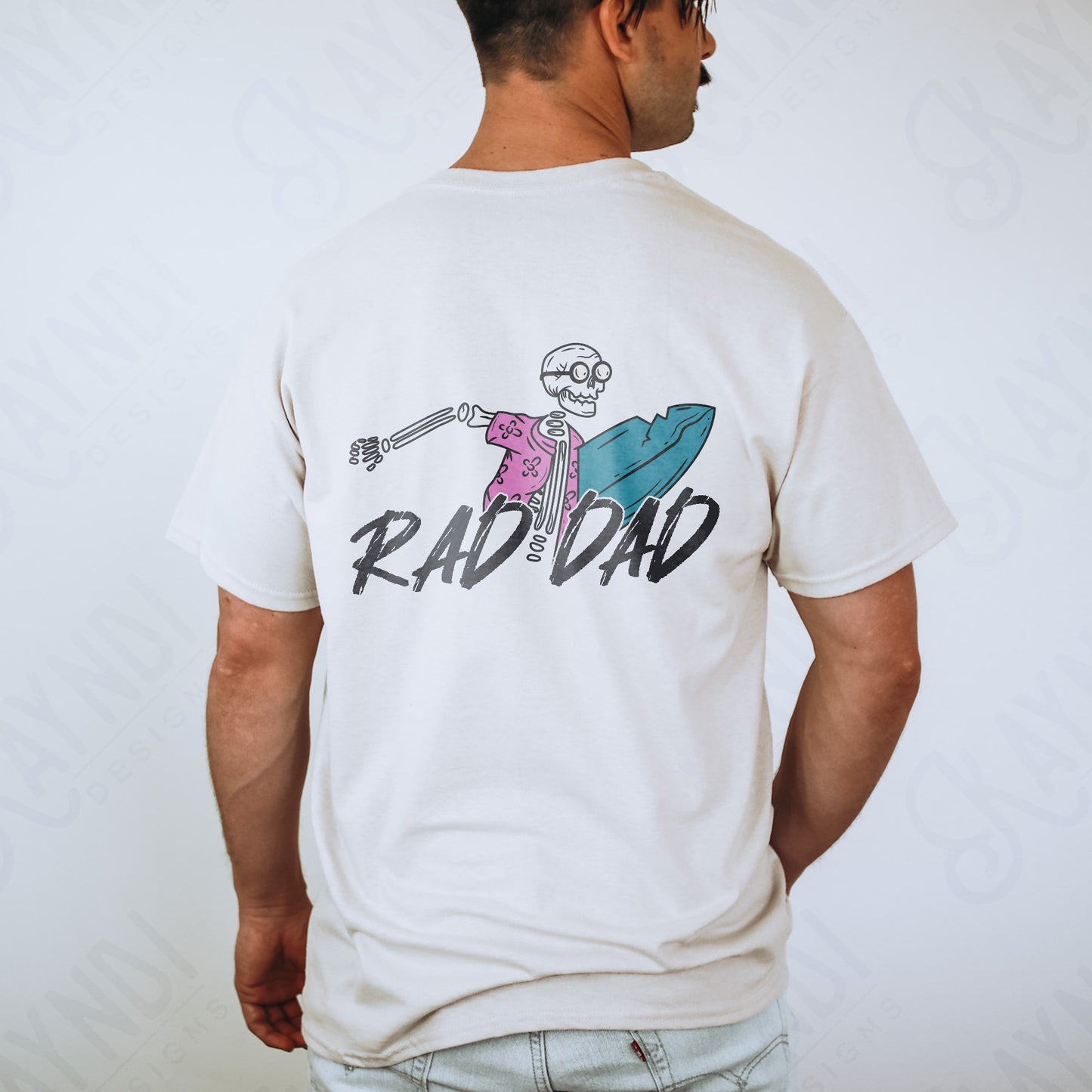 Rad Dad Skeleton Surfer Sublimation Design PNG Digital Download Printable