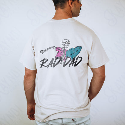 Rad Dad Skeleton Surfer Sublimation Design PNG Digital Download Printable