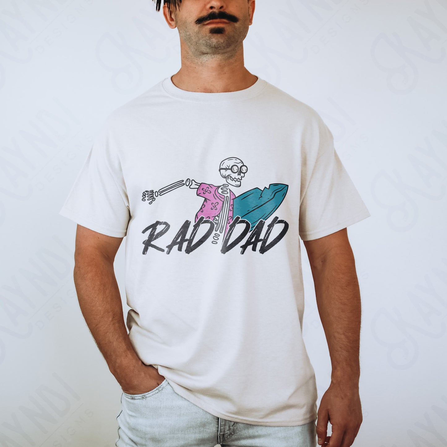 Rad Dad Skeleton Surfer Sublimation Design PNG Digital Download Printable