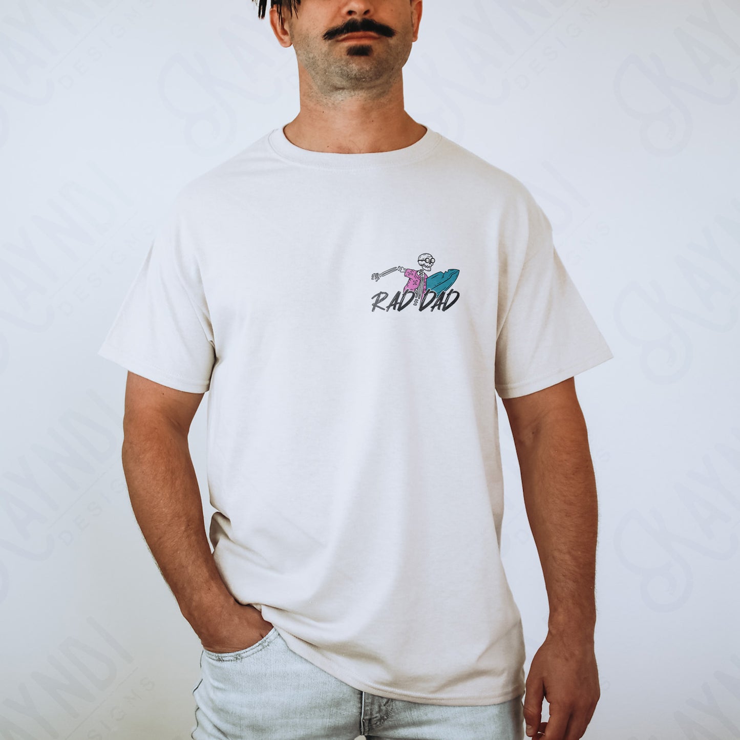 Rad Dad Skeleton Surfer Sublimation Design PNG Digital Download Printable
