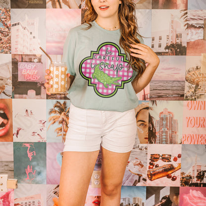 Southern Girl Charm Be Careful I Snap Crocodile Sublimation Design PNG Digital Download Printable Southern Preppy Gator Alligator Gingham