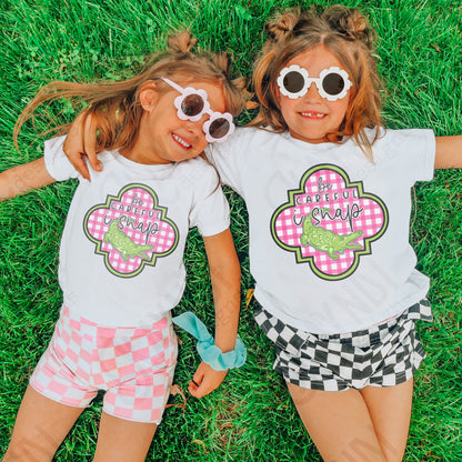 Southern Girl Charm Be Careful I Snap Crocodile Sublimation Design PNG Digital Download Printable Southern Preppy Gator Alligator Gingham