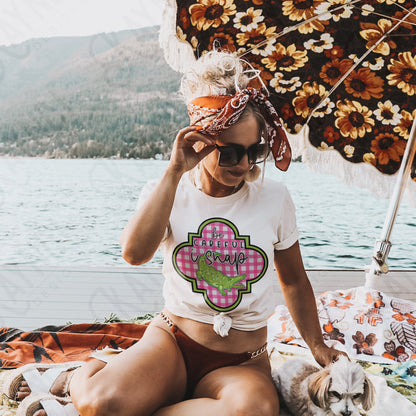 Southern Girl Charm Be Careful I Snap Crocodile Sublimation Design PNG Digital Download Printable Southern Preppy Gator Alligator Gingham