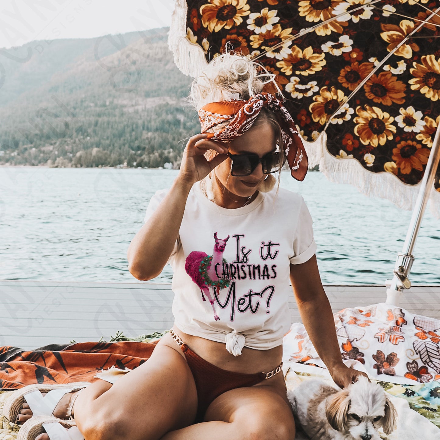 Is It Christmas Yet Pink Llama Sublimation Design PNG Digital Download Printable Christmas Llama