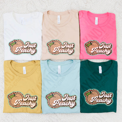 Just Peachy White Text Sublimation Design PNG Digital Download Printable Leopard Peach