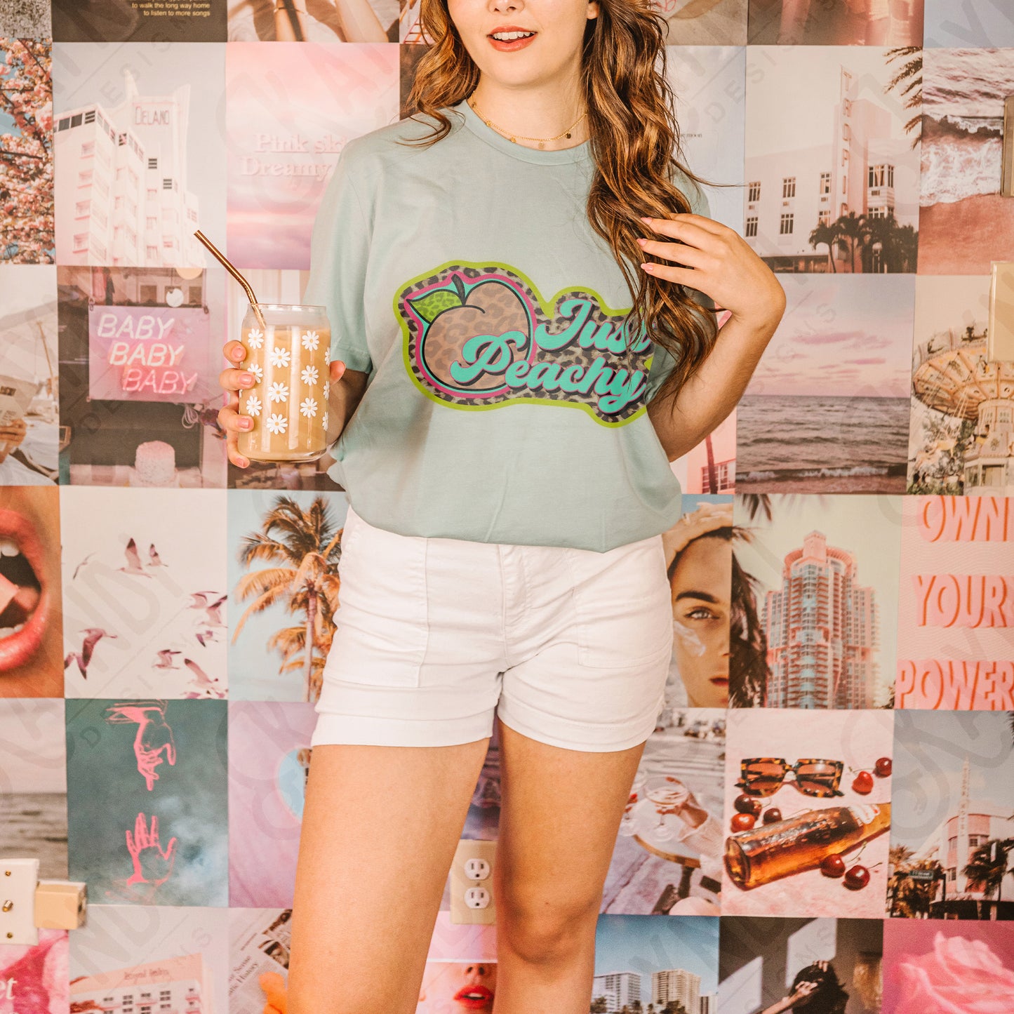 Just Peachy Sublimation Design PNG Digital Download Printable Leopard Peach