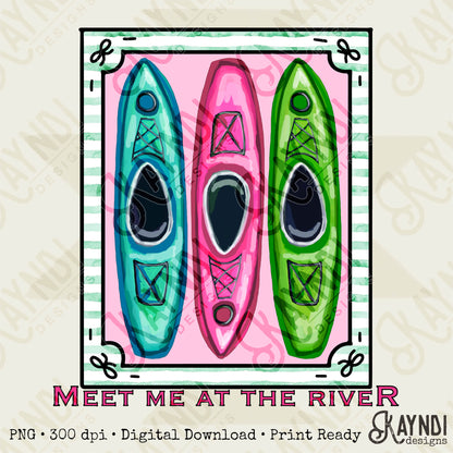 Southern Girl Charm Take Me To The River Kayak Sublimation Design PNG Digital Download Printable Southern Preppy Summer Girly Prep Preppy