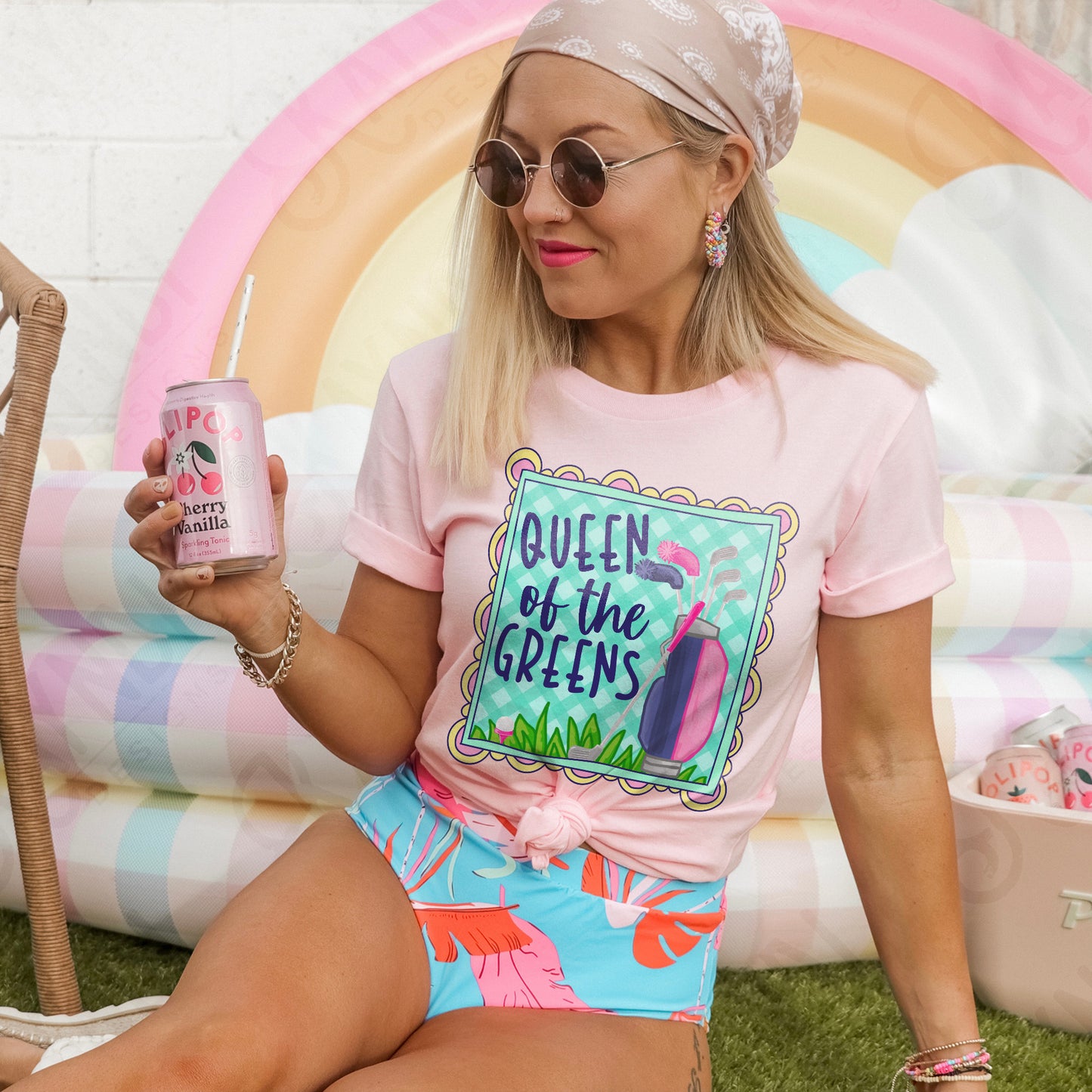 Queen of the Greens Sublimation Design PNG Digital Download Printable Female Golfer Golf