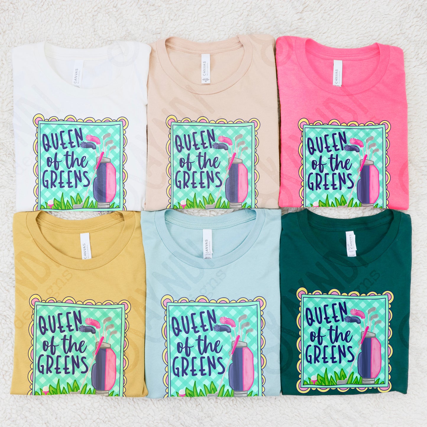 Queen of the Greens Sublimation Design PNG Digital Download Printable Female Golfer Golf