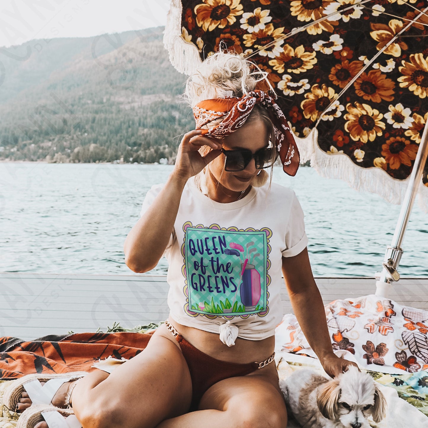 Queen of the Greens Sublimation Design PNG Digital Download Printable Female Golfer Golf