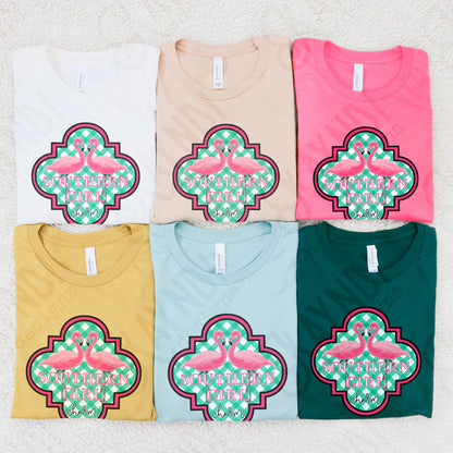 Southern Girl Charm Flamingo Sublimation Design PNG Digital Download Printable Southern Prep Preppy Girly Beach Gingham