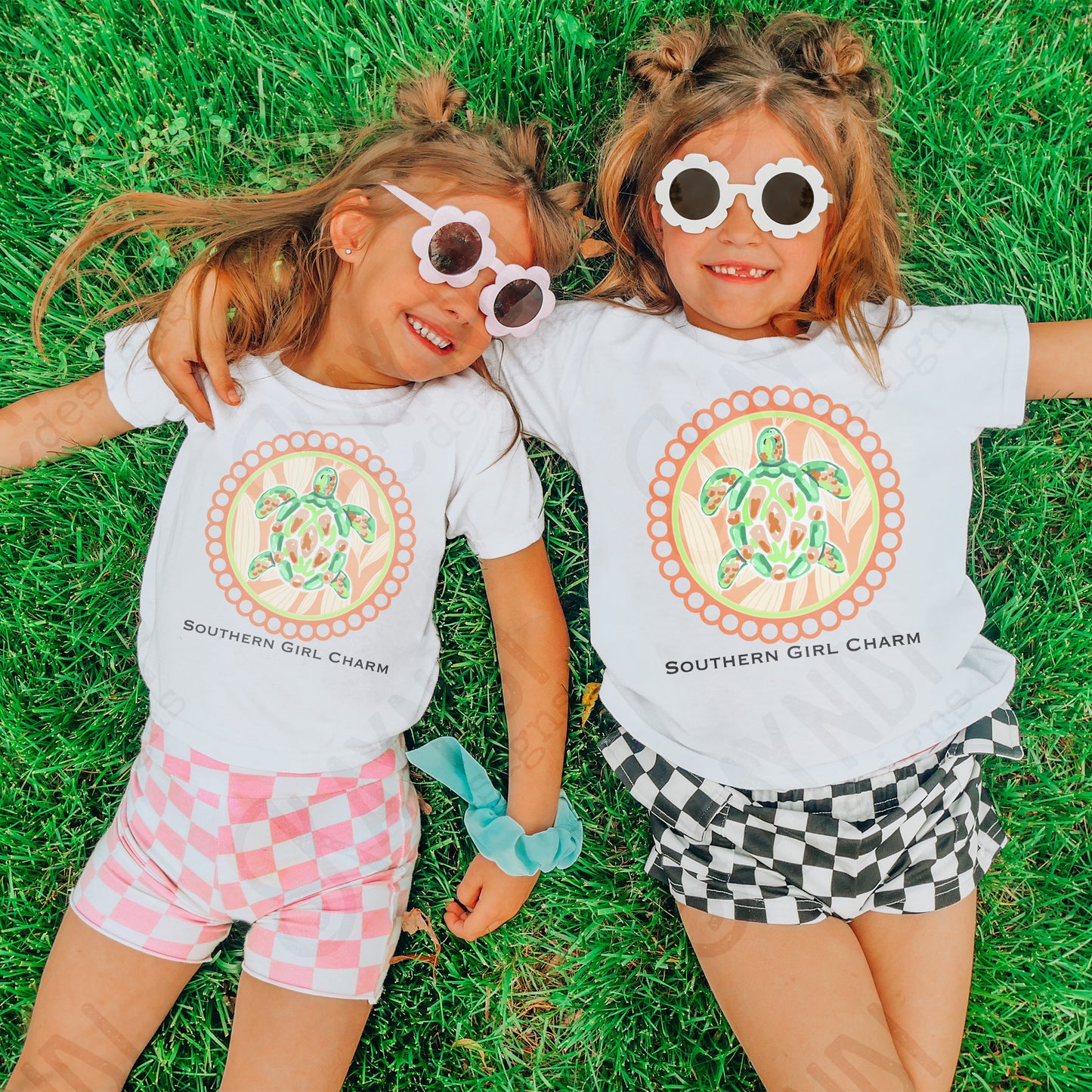 Southern Girl Charm Turtle Sublimation Design PNG Digital Download Printable Southern Preppy Beach Summer Girly Prep Preppy SeaTurtle Orange