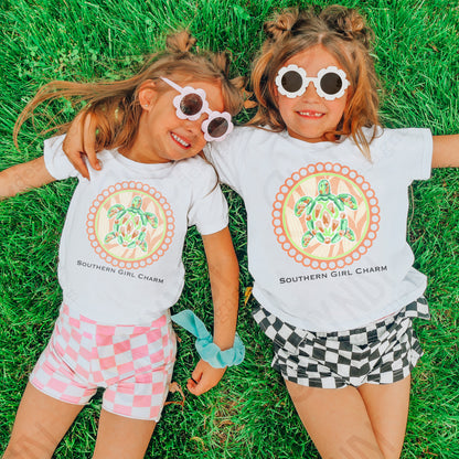 Southern Girl Charm Turtle Sublimation Design PNG Digital Download Printable Southern Preppy Beach Summer Girly Prep Preppy SeaTurtle Orange