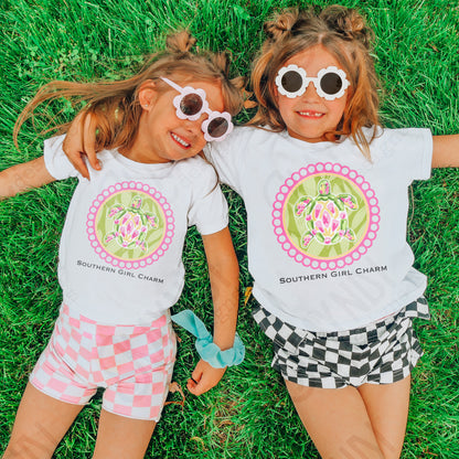 Southern Girl Charm Turtle Sublimation Design PNG Digital Download Printable Southern Preppy Beach Summer Girly Prep Preppy Sea Turtle Green