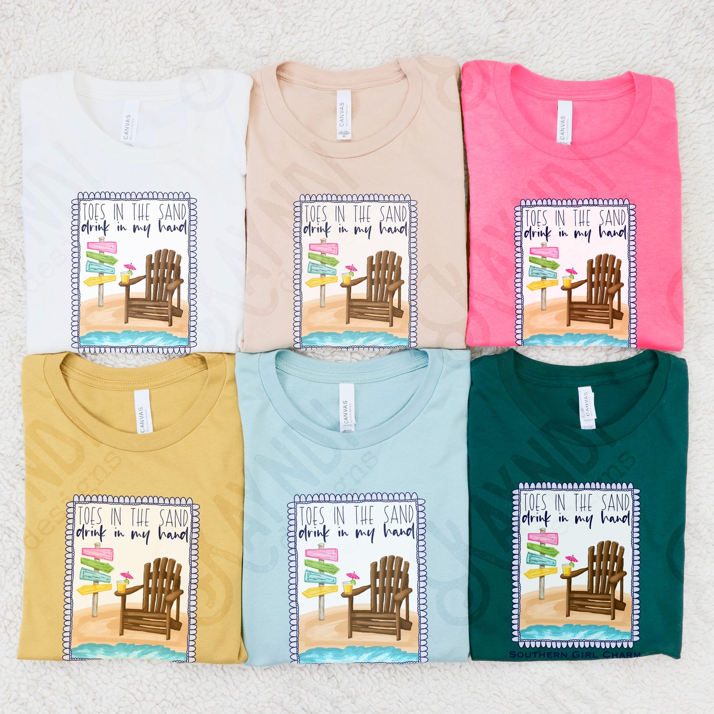 Southern Girl Charm Toes in the Sand Drink in my Hand Sublimation Design PNG Digital Download Printable Southern Prep Preppy Girly Beach