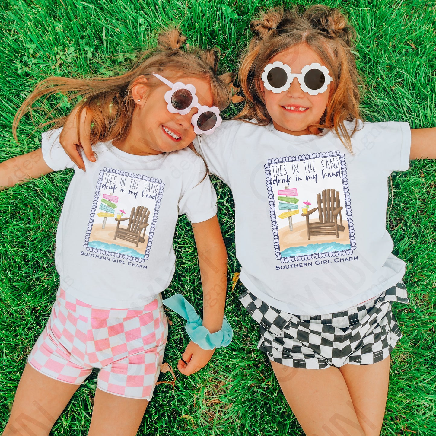 Southern Girl Charm Toes in the Sand Drink in my Hand Sublimation Design PNG Digital Download Printable Southern Prep Preppy Girly Beach